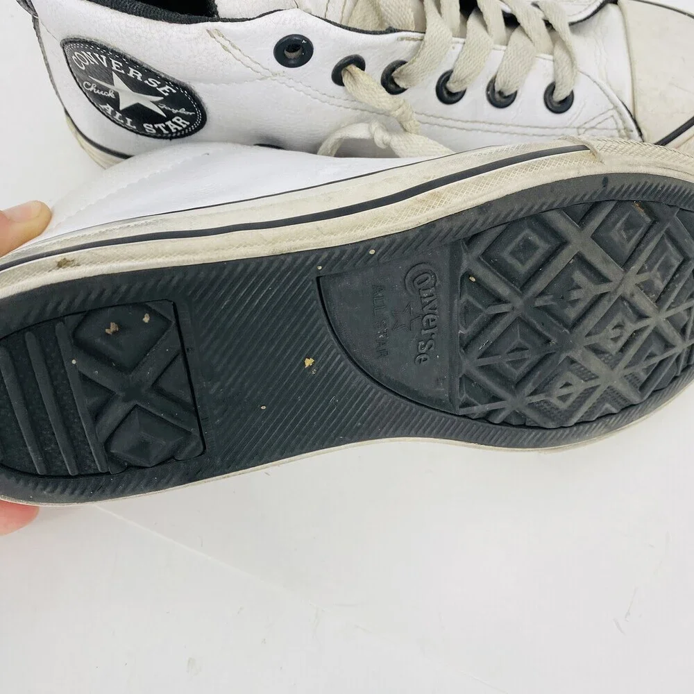Converse All Star White Leather Junior Size 4.5 Ankle Lace Up Shoes